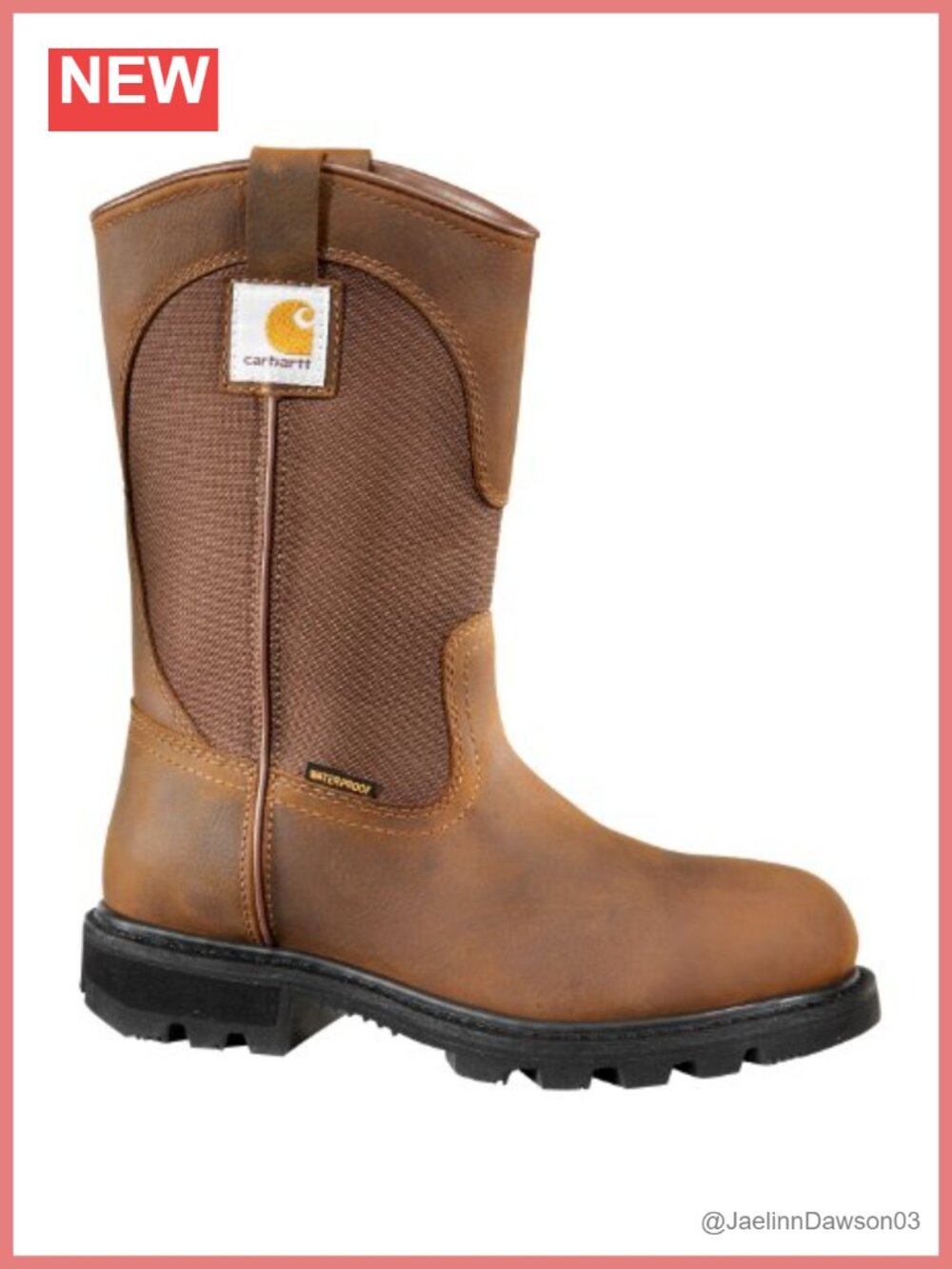 Waterproof Steel Toe Wellington Work Boot Pull-On Leather Mid-Calf